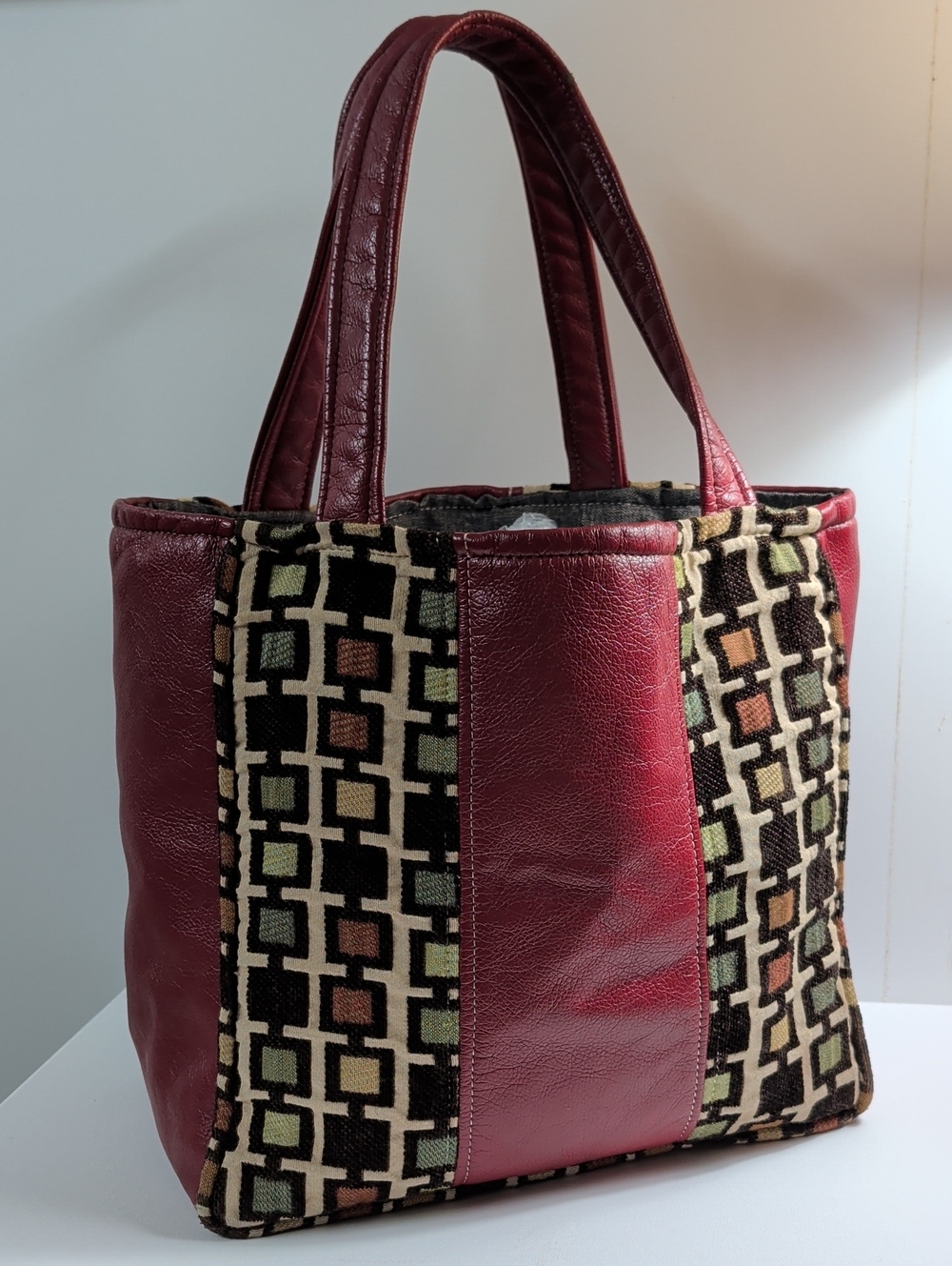 Vintage 70s Whimsigoth Tapestry & Leather Boho Tote
